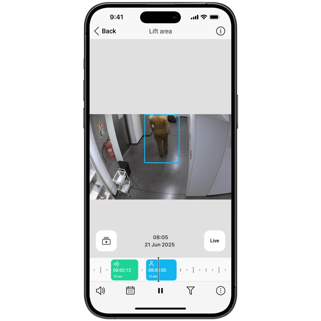 Consultation des images d’une caméra dans l’application Ajax sur téléphone